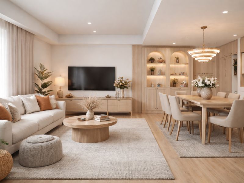 Living and dining room designed by Arts Of Edge